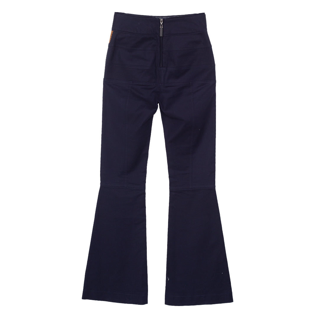 Calça Paula Raia Azul Marinho c/ Trançado Marrom Tam. 34