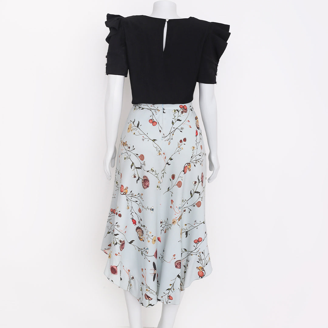 Saia Cris Barros Azul Estampada Tam. 38