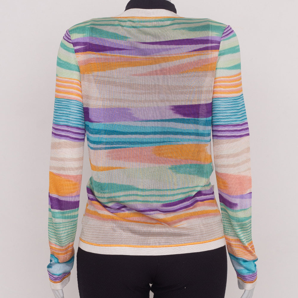 Cardigan Missoni Listrado Colorido c/ bolsos Tam.42 It