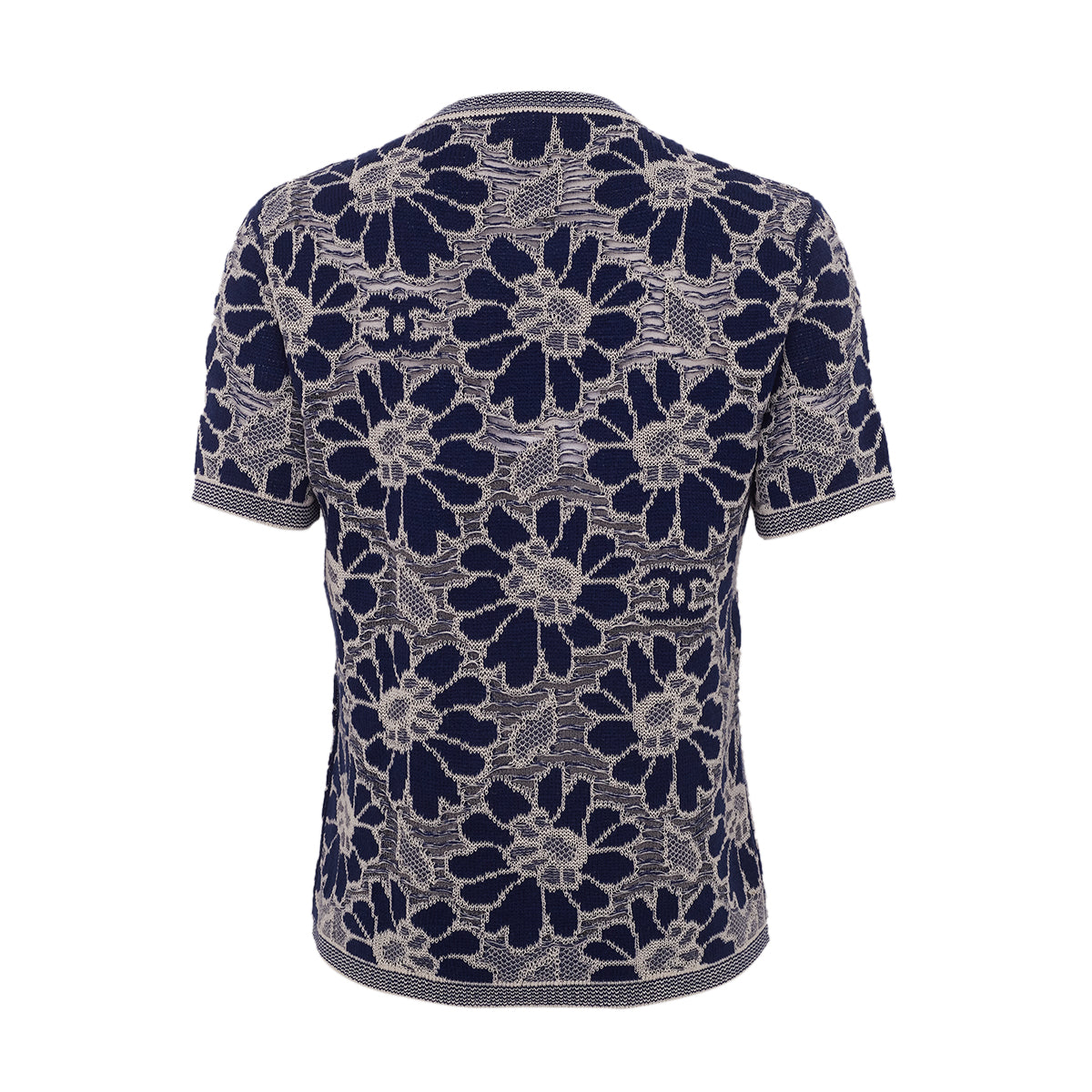 Blusa Chanel Estampada Azul e Branco Tam. 36