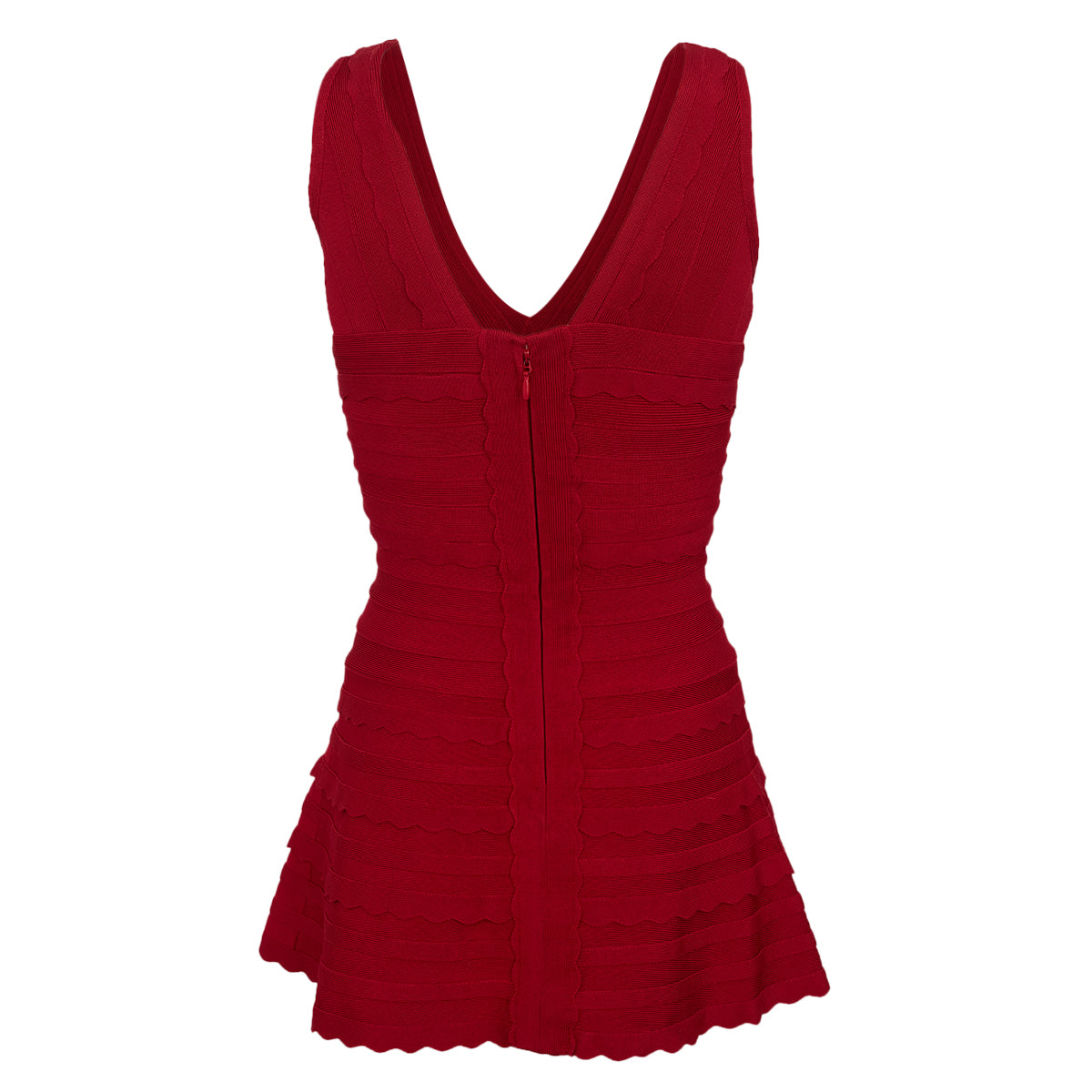 Vestido Herve Leger vermelho c/ Decote V Tam.XS USA