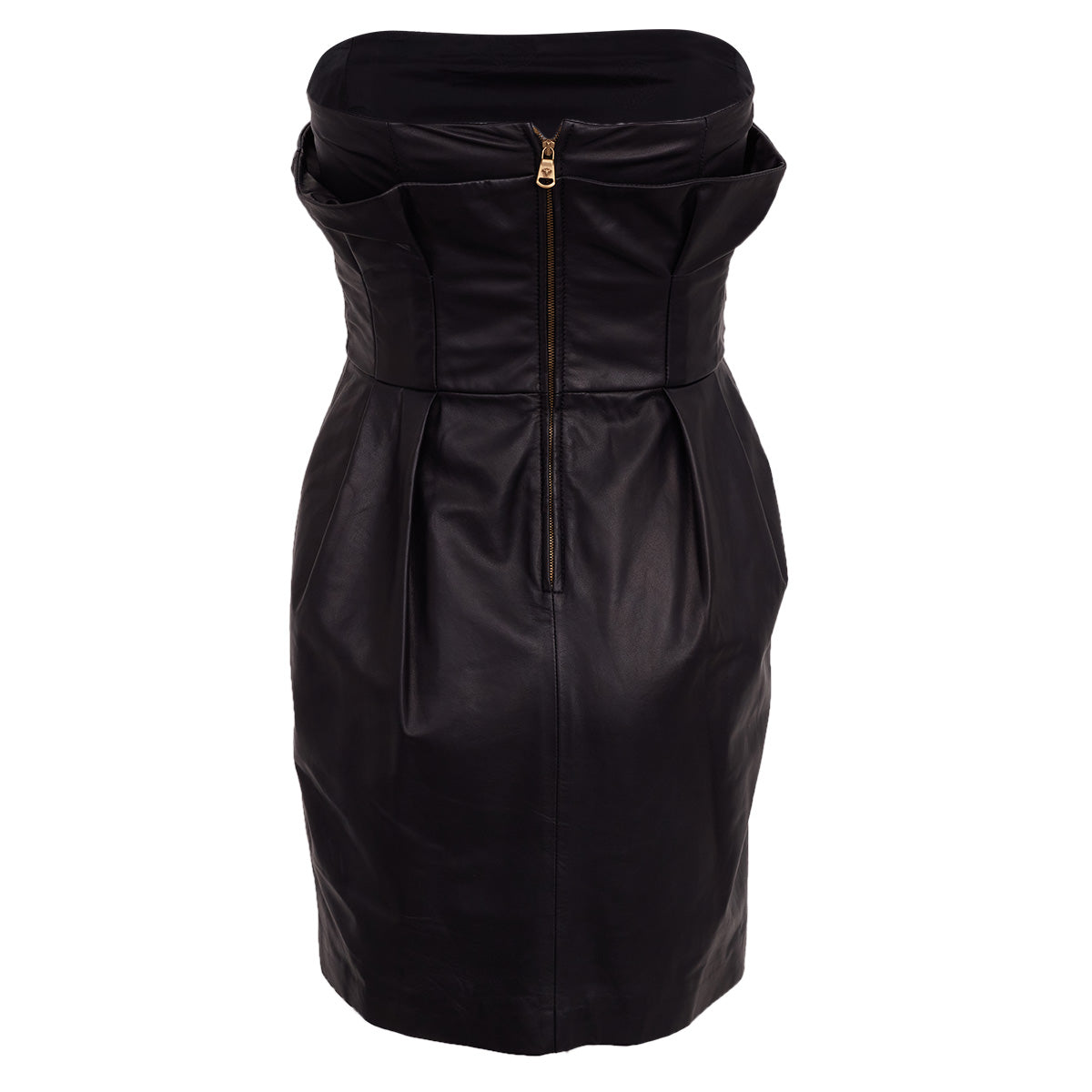 Vestido Versace de Couro Preto Tam. 36 Br