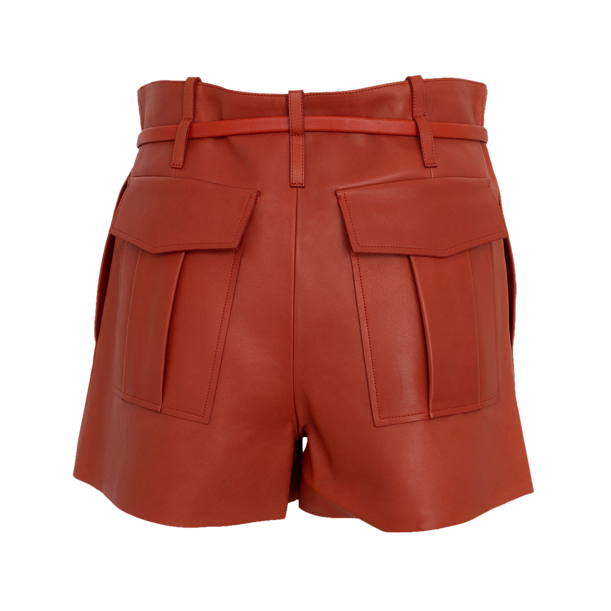 Shorts Chloé Laranja em Couro Tam. 38 Br