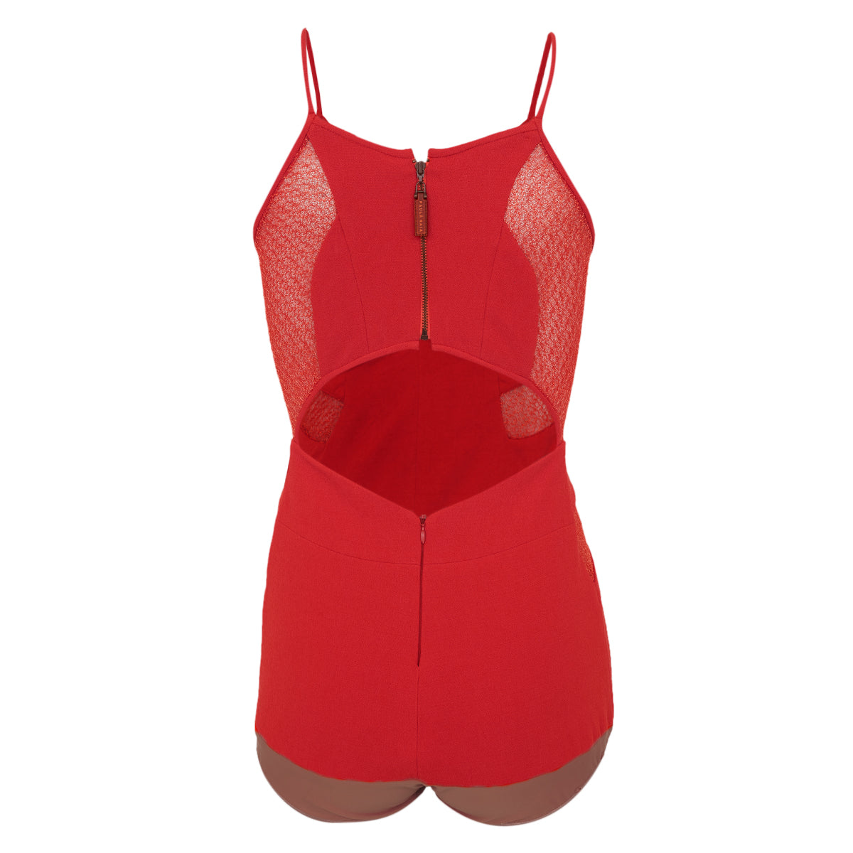 Body Paula Raia Vermelho c/ Tule e Recortes Tam.38