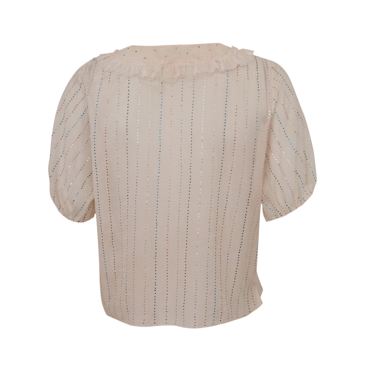 Camisa Cropped Chloé Rose c/ Detalhes Coloridos Tam. 42 Br