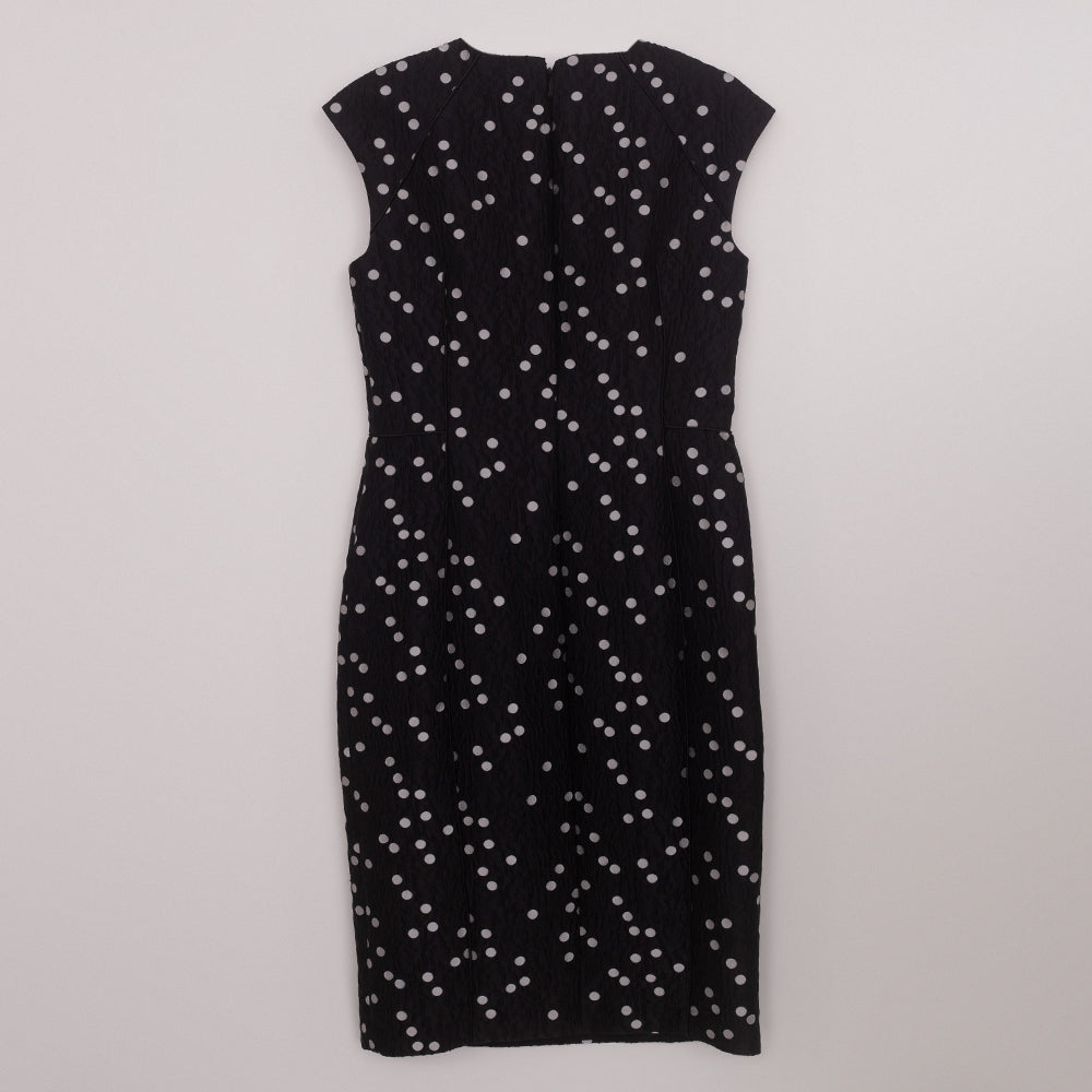 Vestido Carolina Herreira Preto c/ Estampa Poá Tam.6