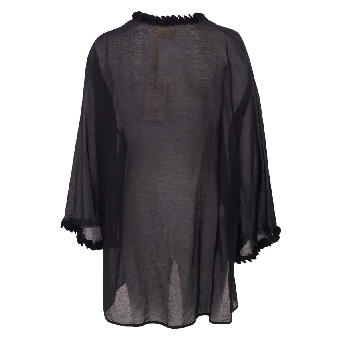 Blusa Paula Raia Mullet Preta c/ Aplicação nas Mangas e Gola Tam.36