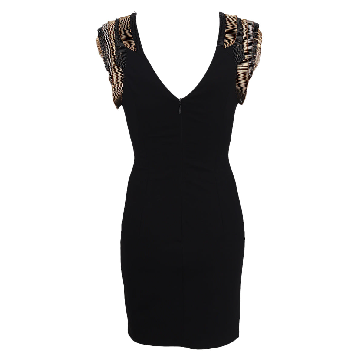 Vestido Roberto Cavalli Preto c/ Aplicações nas Mangas Tam. 40 Br