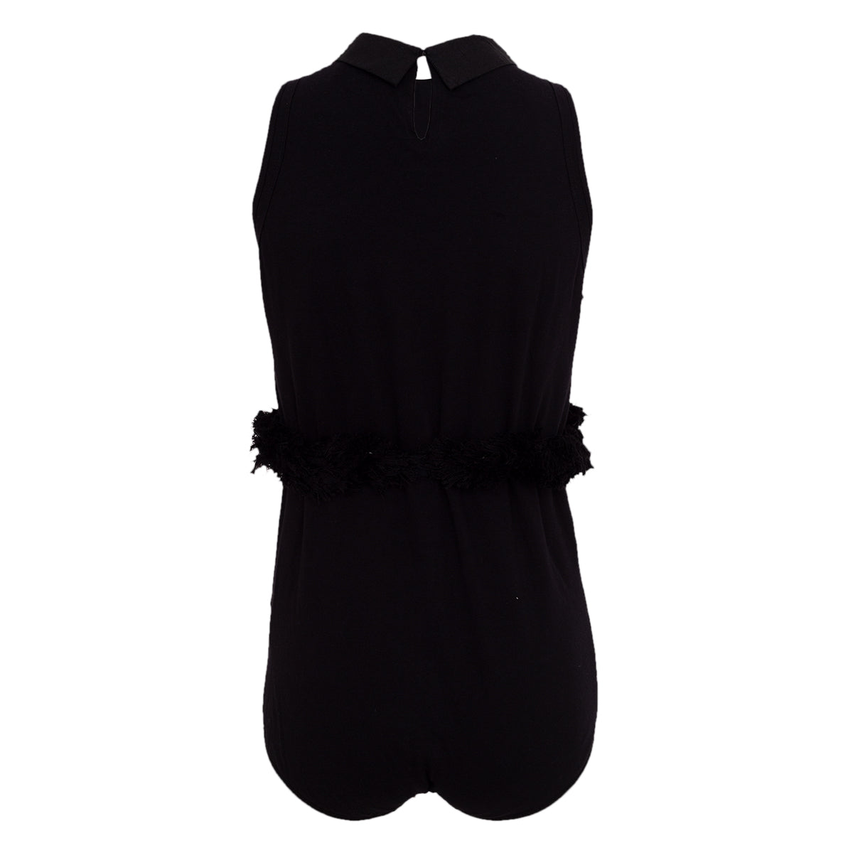 Body Paula Raia Preto regata c/ gola em linho Tam.P