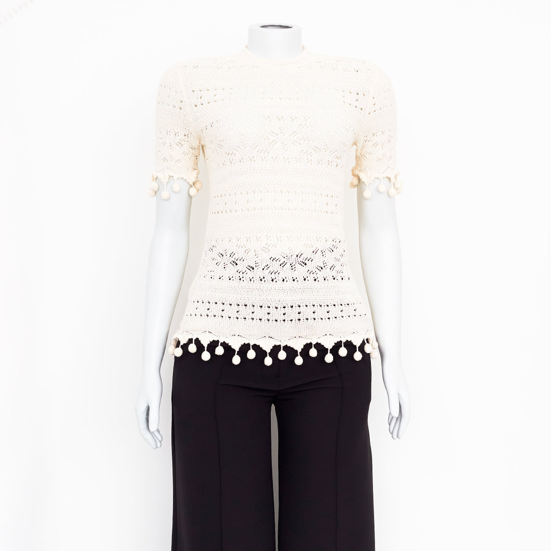 Blusa Zimmermman Renda Alça Off-White Tam.0