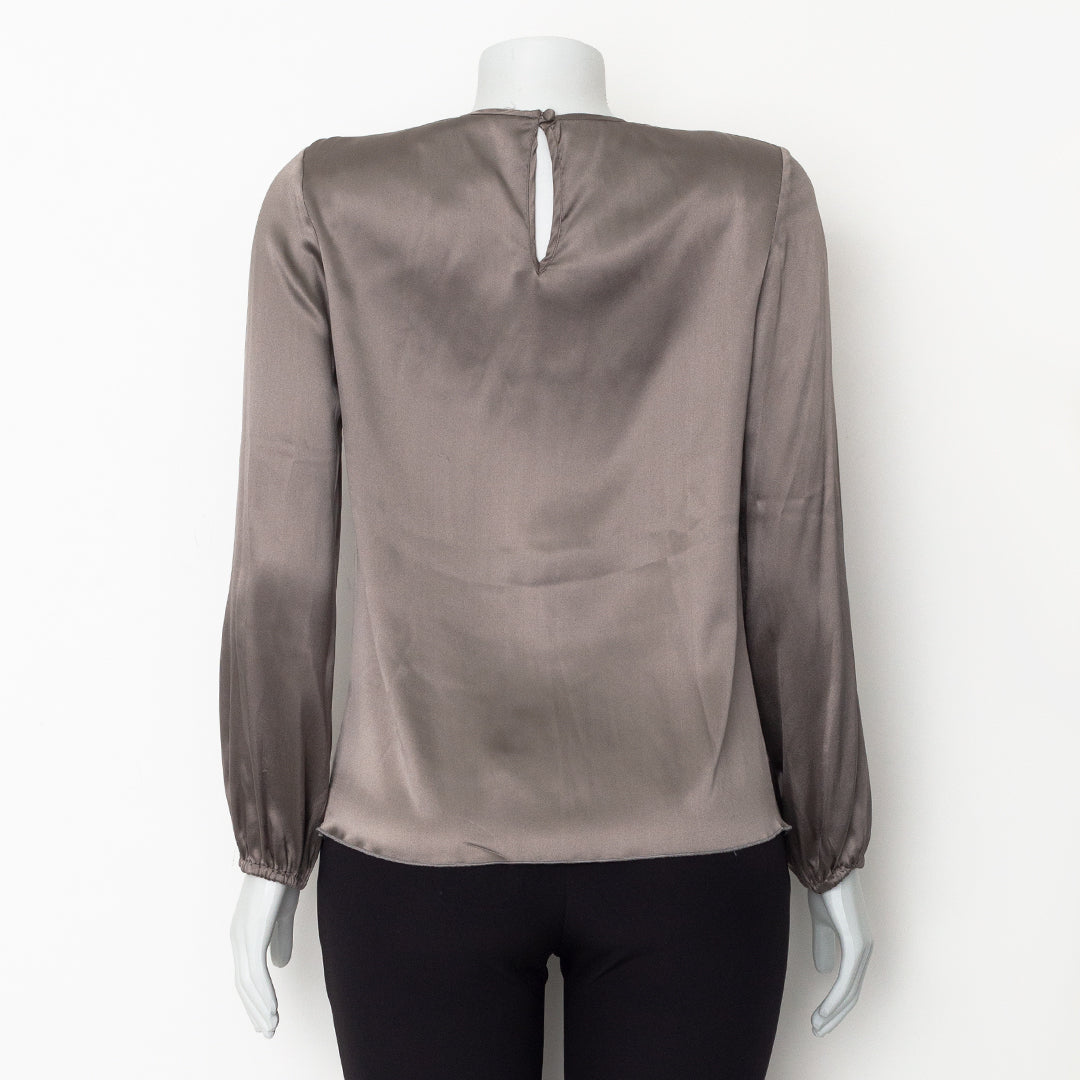 Blusa Carolina Herrera em Cetim Cinza Tam. 4