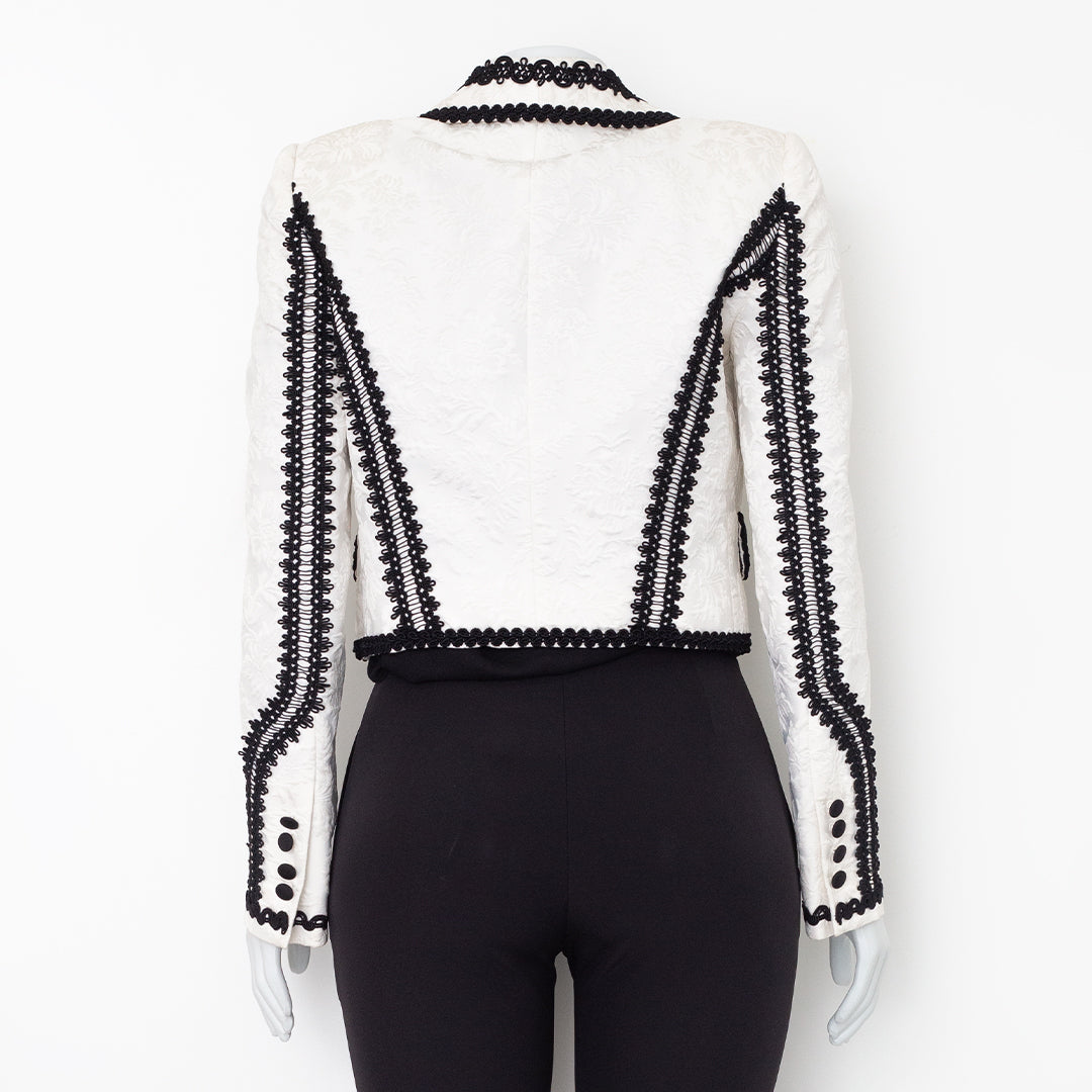 Blazer Dolce & Gabbanna Branco com Aplicações Pretas Tam. 44
