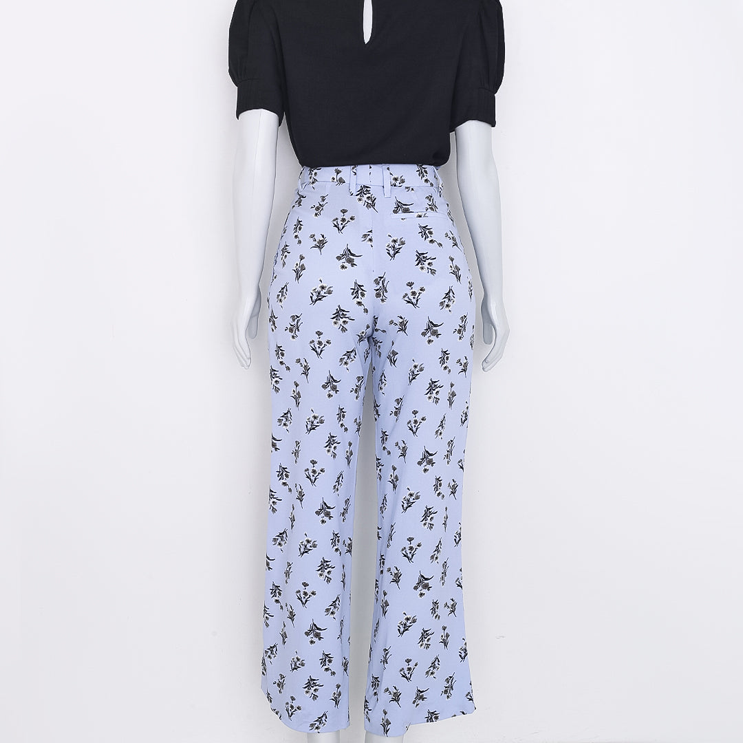 Calça Prada Azul com Estampa Floral Tam. 40