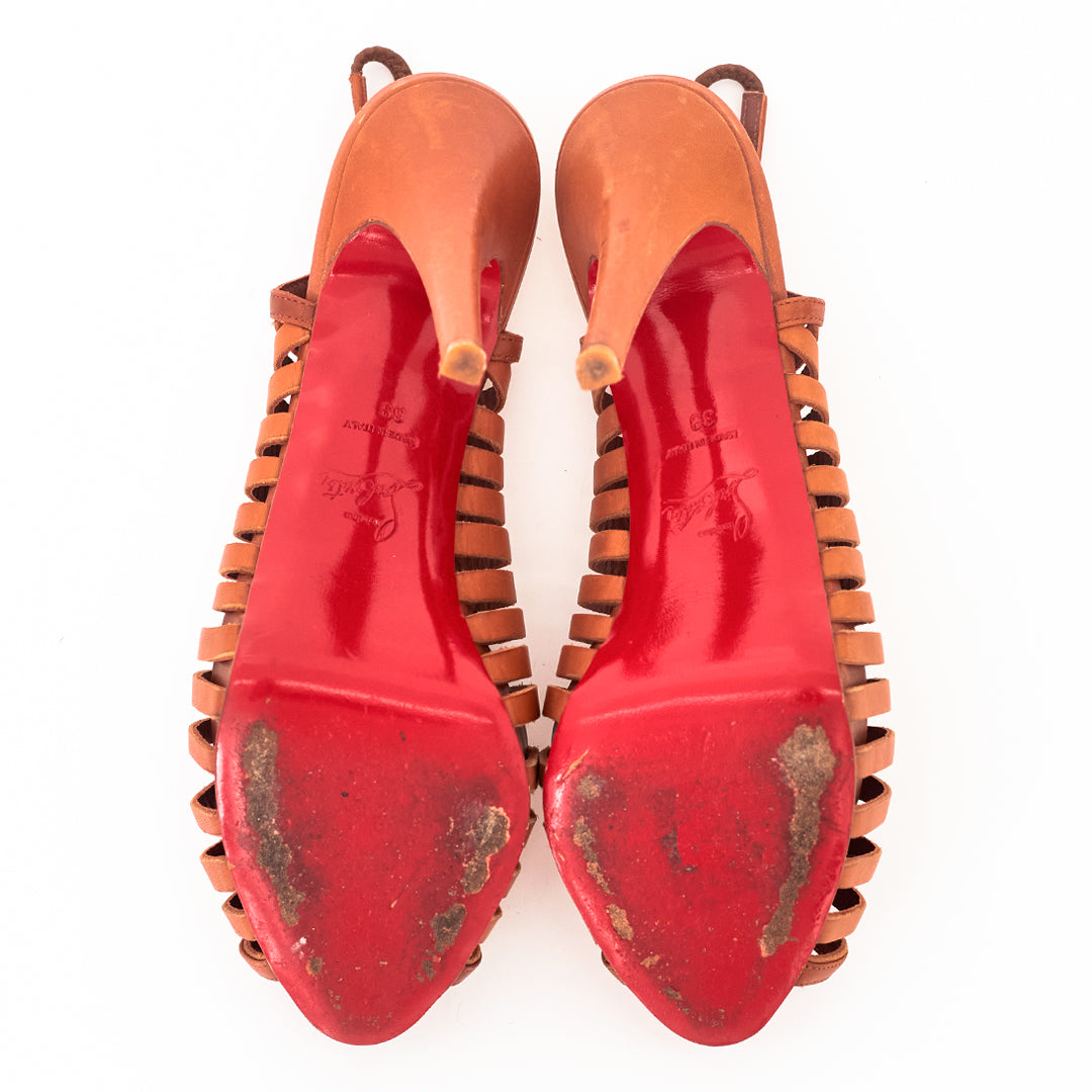 Peep Toe Christian Louboutin Caramelo Tam.39
