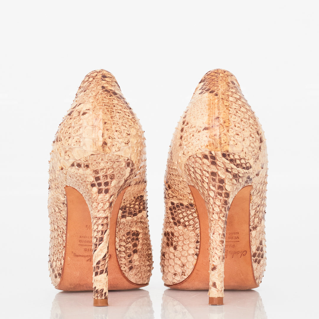 Peep Toe Charles Kammer de Couro Verde Tam.38,5