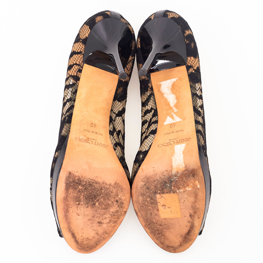 Peep Toe Jimmy Choo Luna Lace Preto Tam.40