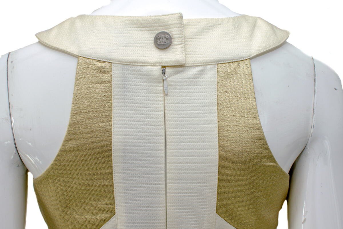 Vestido Chanel Creme e Dourado tam. 36