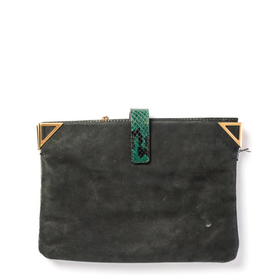 Bolsa Armani Verde em Couro Exótico c/ Alça em Corrente Dourada