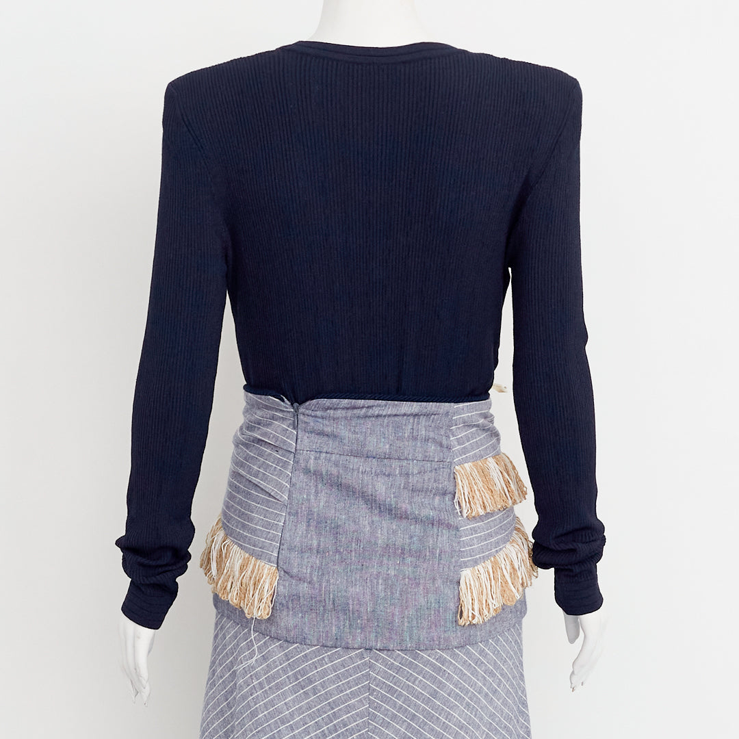 Body Balmain Azul- Marinho canelado c/ Ombreira Tam.46