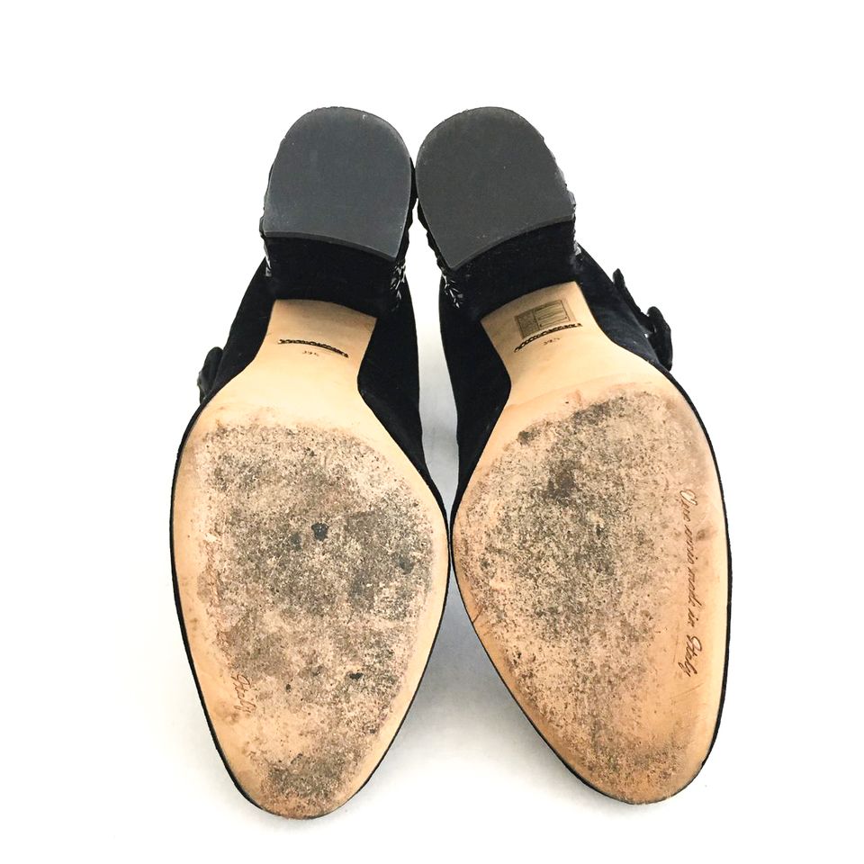 Sapato Dolce & Gabbana Camurça Preto e Salto de Pedrarias Tam. 39,5