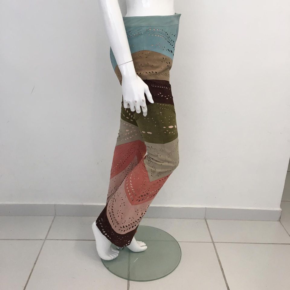 Calça Flare Cruise em Couro Suede Colorida Tam. 36