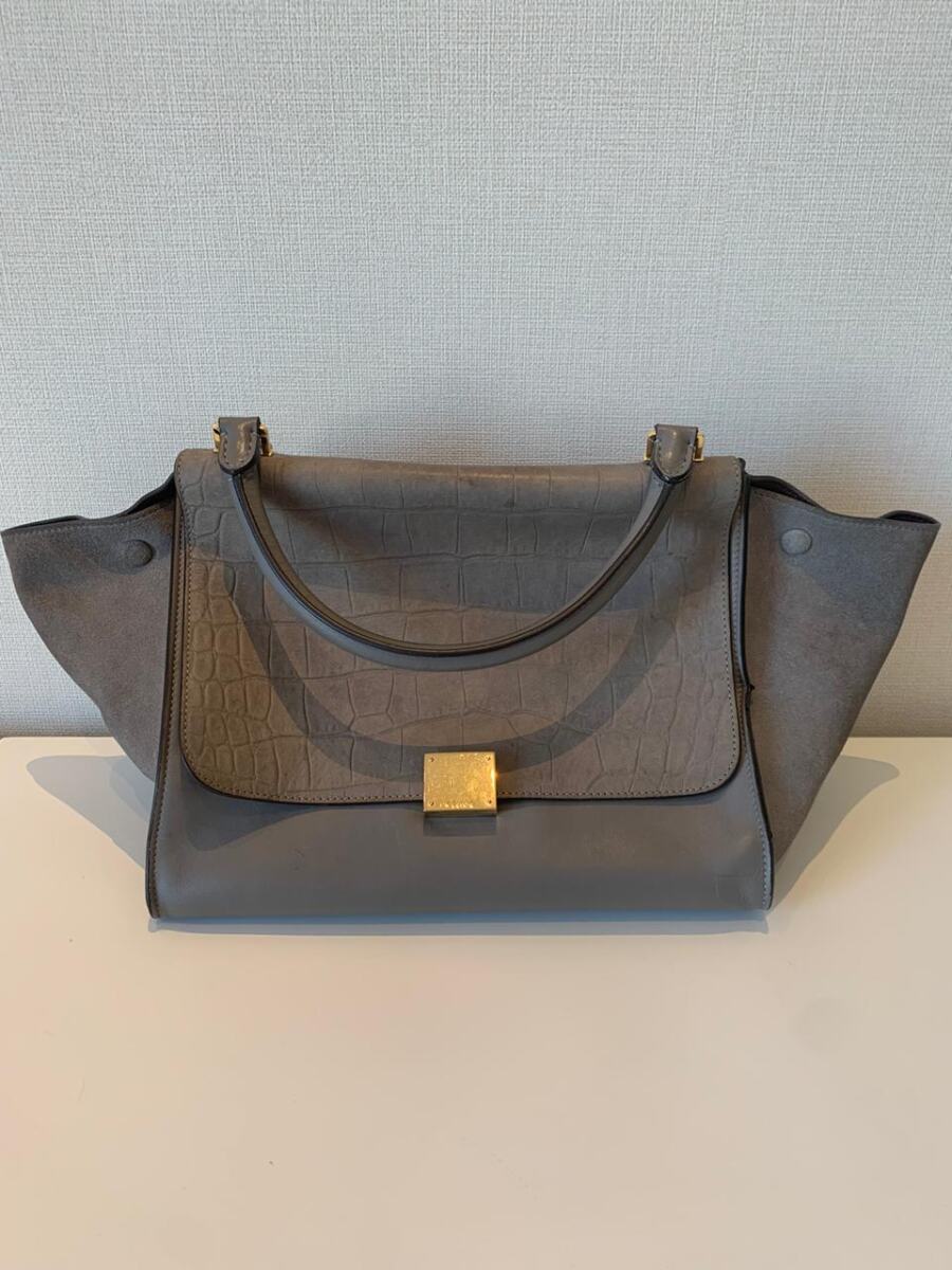 Bolsa Celine Trapeze Marrom Texturizada Média