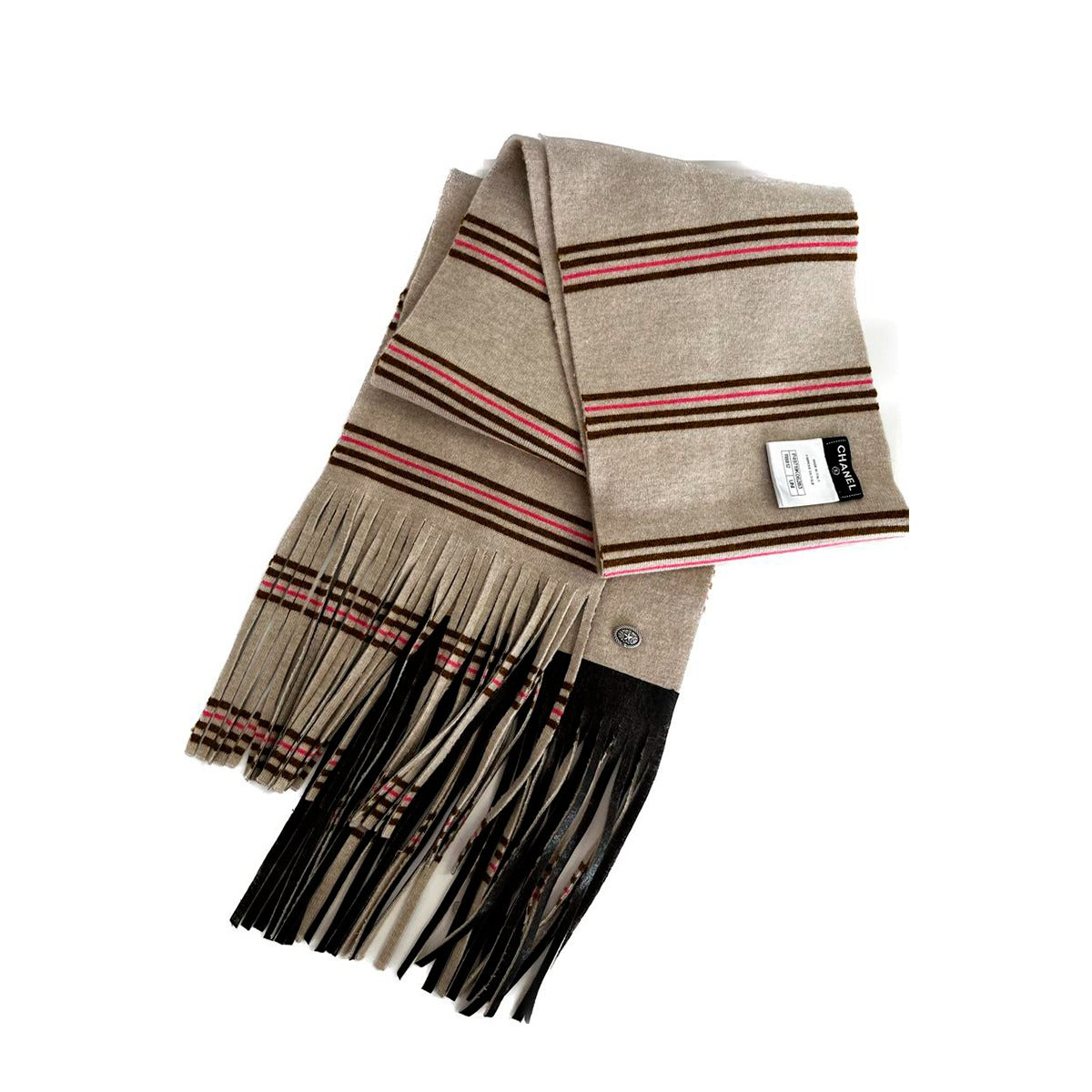 Cachecol Chanel bege c/ listras