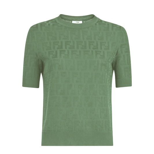 Blusa Fendi Verde em tricô c/ Monograma FF Tam. 44