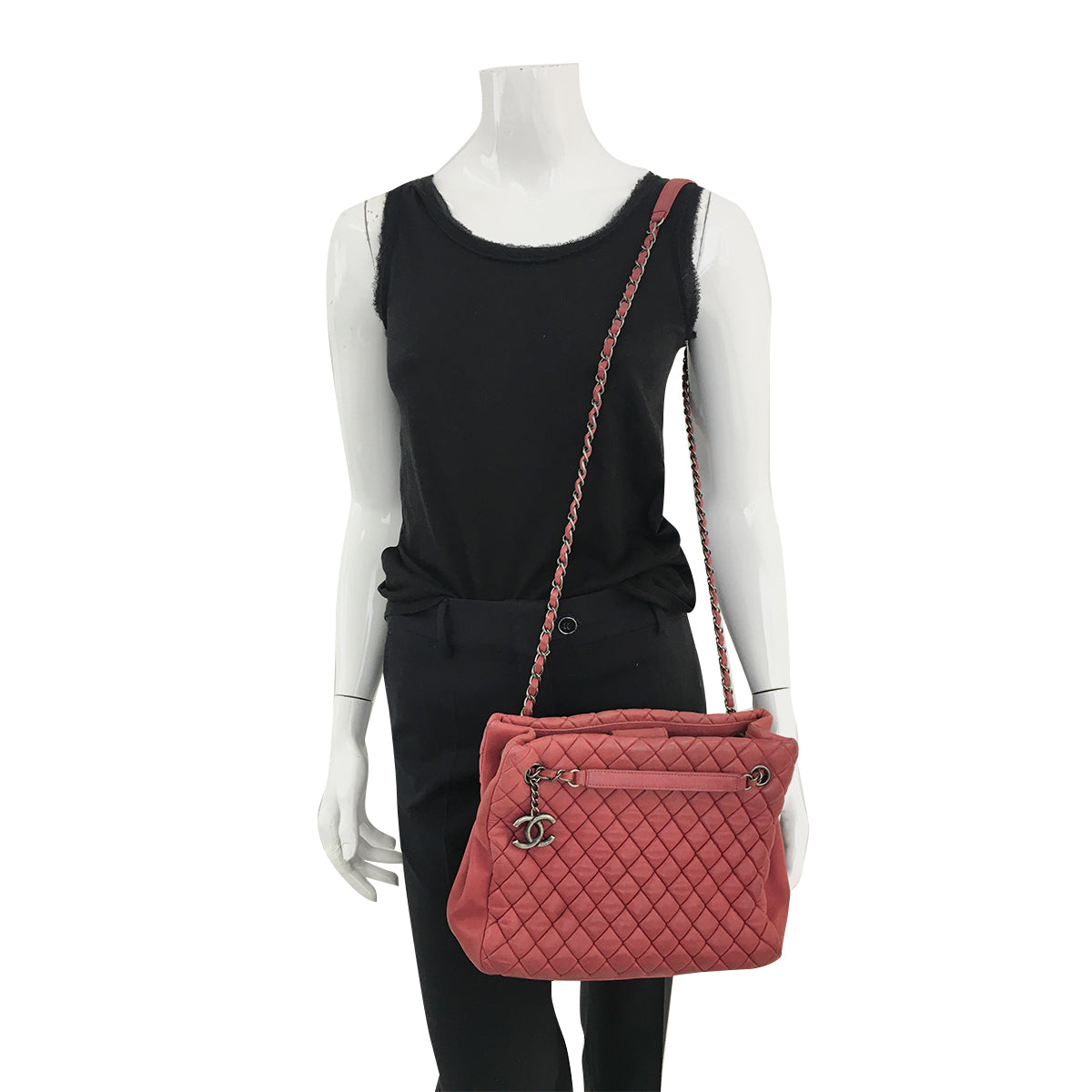 Bolsa Chanel New Bubble Calfskin chain strap tote Vermelha Pequena