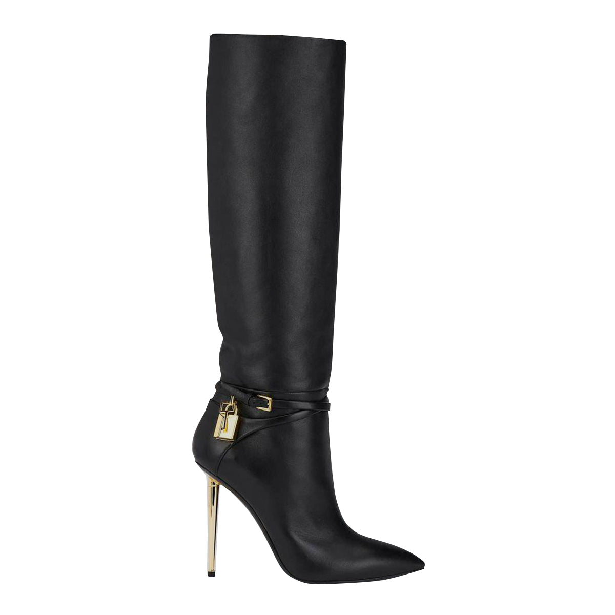 Bota Tom Ford Preta Leather Knee Boots with Padlock Tam. 39