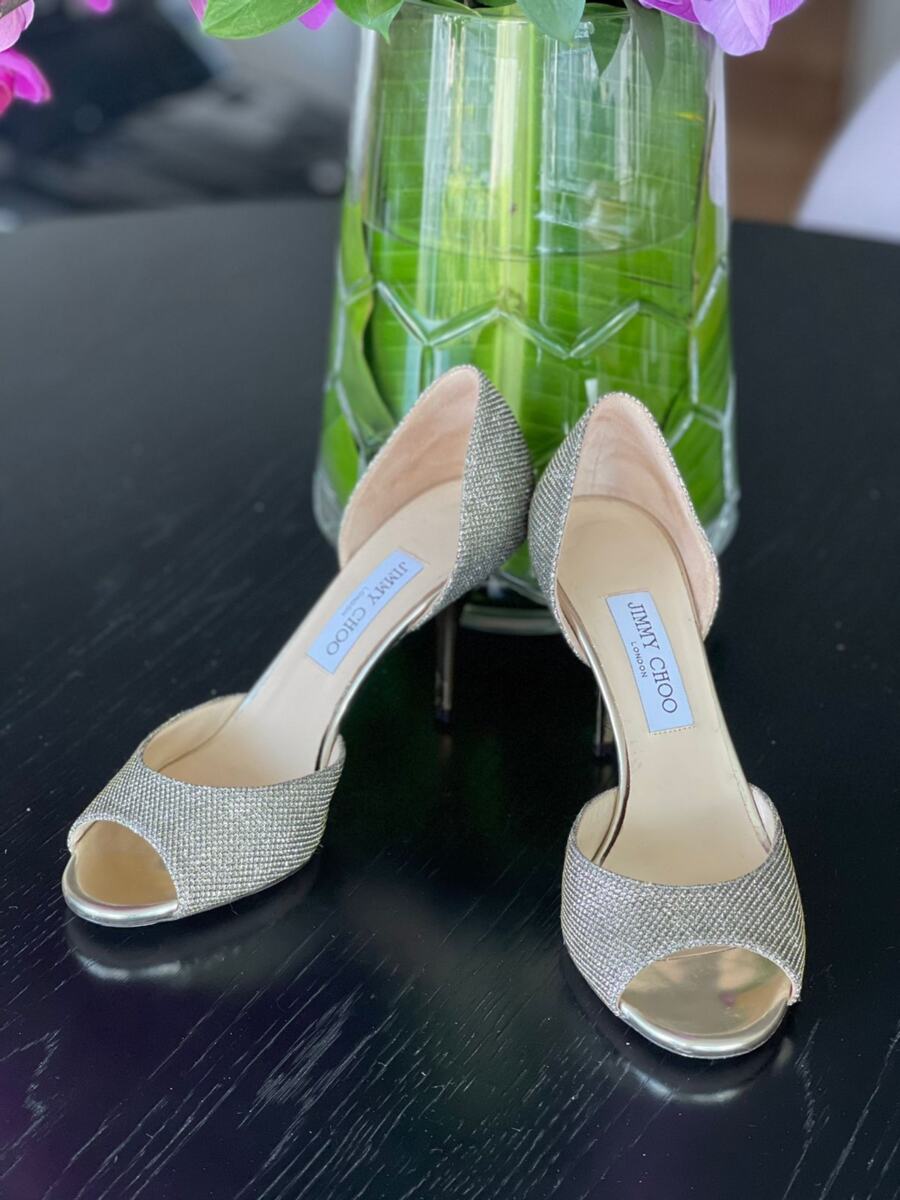 Sapato Peep Toe Jimmy Choo Prata Tam. 39