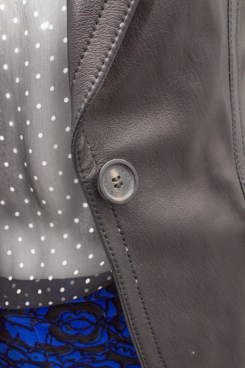 Jaqueta Gucci Couro Marrom Tam. 38