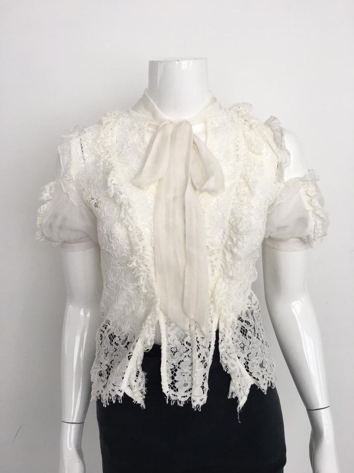 Camisa Self Portrait Renda Branca Tam. 6