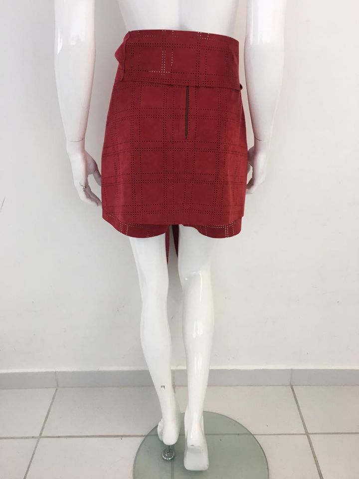 Shorts Saia Paula Raia Suede Vermelha Tam. 38