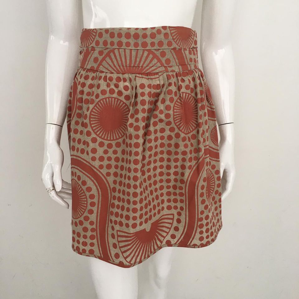 Saia Paula Raia bege e laranja Tam. 36