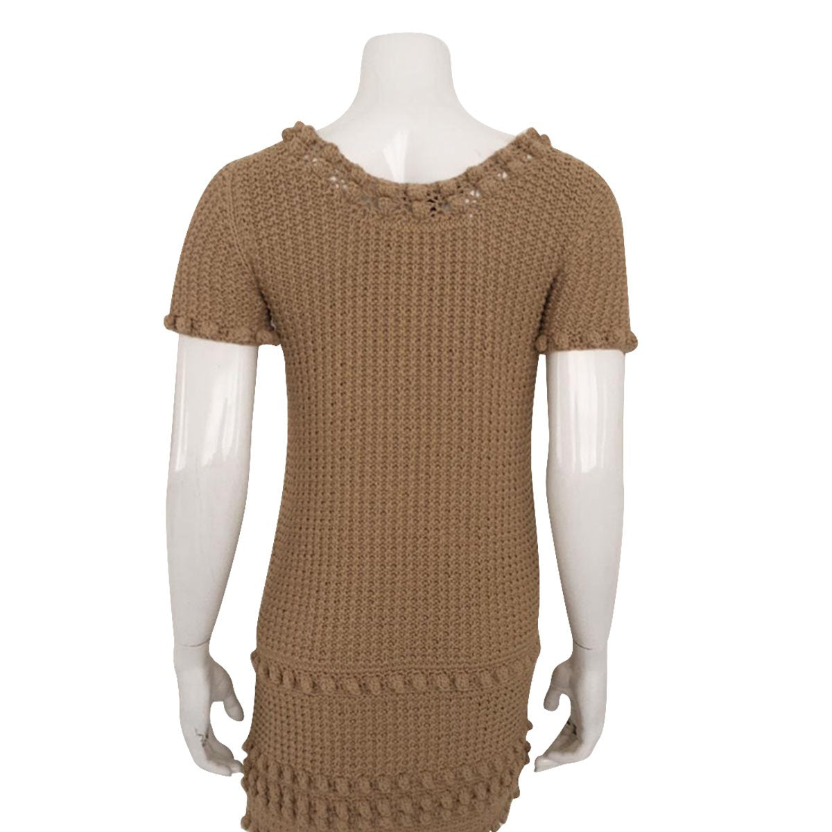 Vestido Mixed Crochê Bege Tam. P