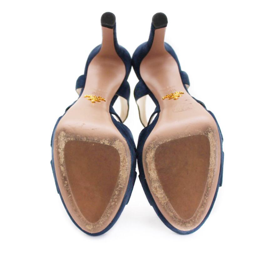 Sandália Prada Azul Camurça Tam. 36,5 Br