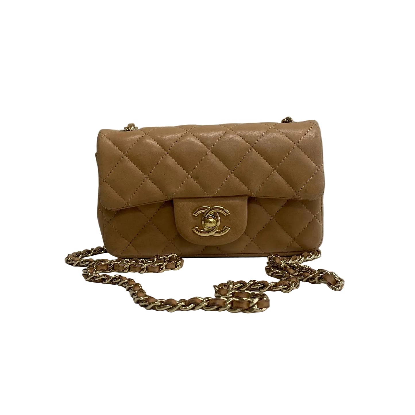 Bolsa Chanel Mini Rectangular Flap Bege