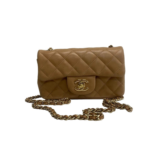 Bolsa Chanel Mini Rectangular Flap Bege