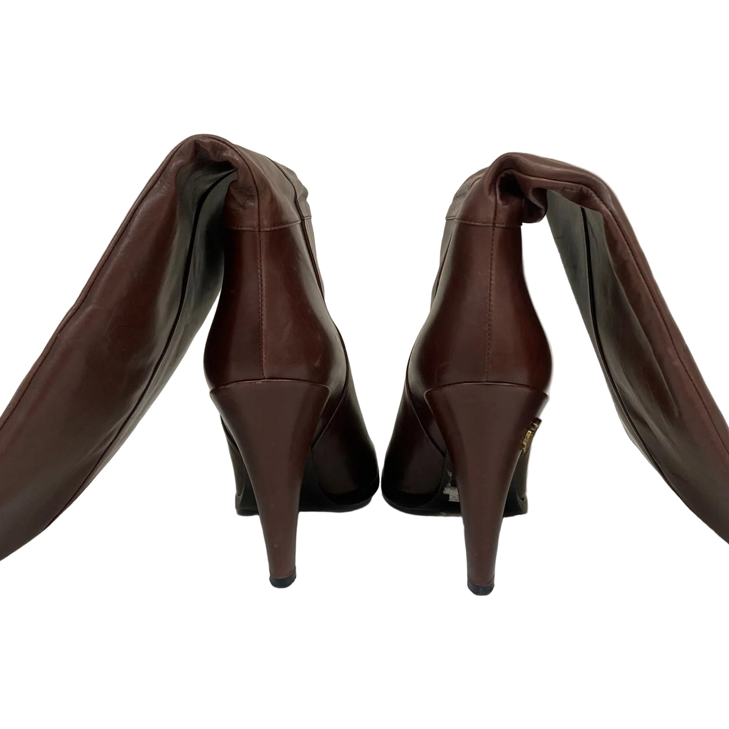 Bota Gucci Couro Marrom Com Salto Tam 37 Br