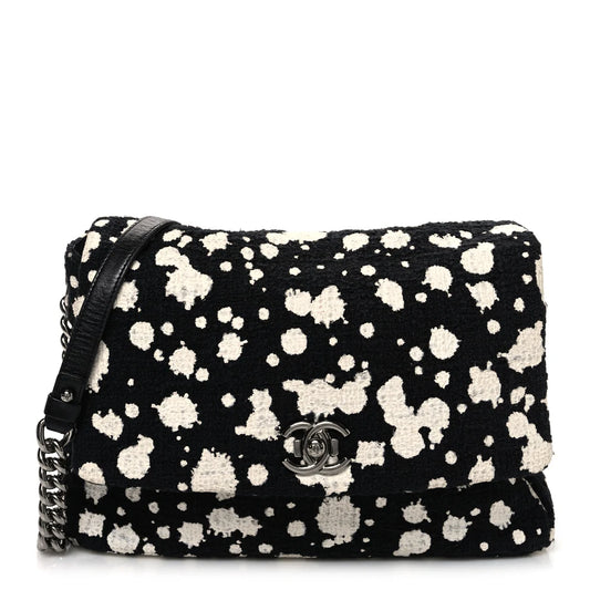 Bolsa Chanel Classic Flap Tweed Preta e Branca