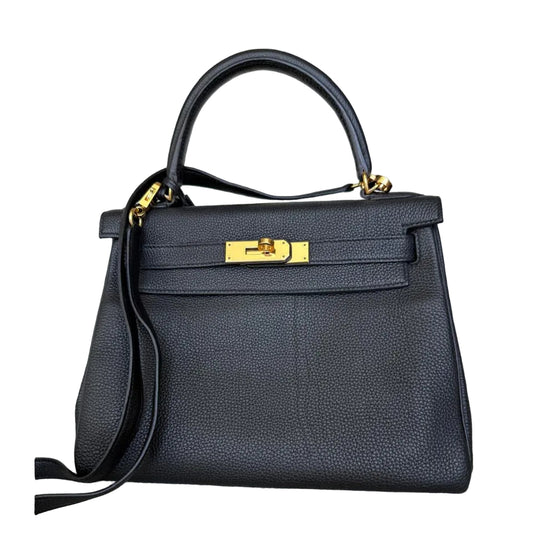 Bolsa Hermes Kelly Preta 28 Ferragem Gold