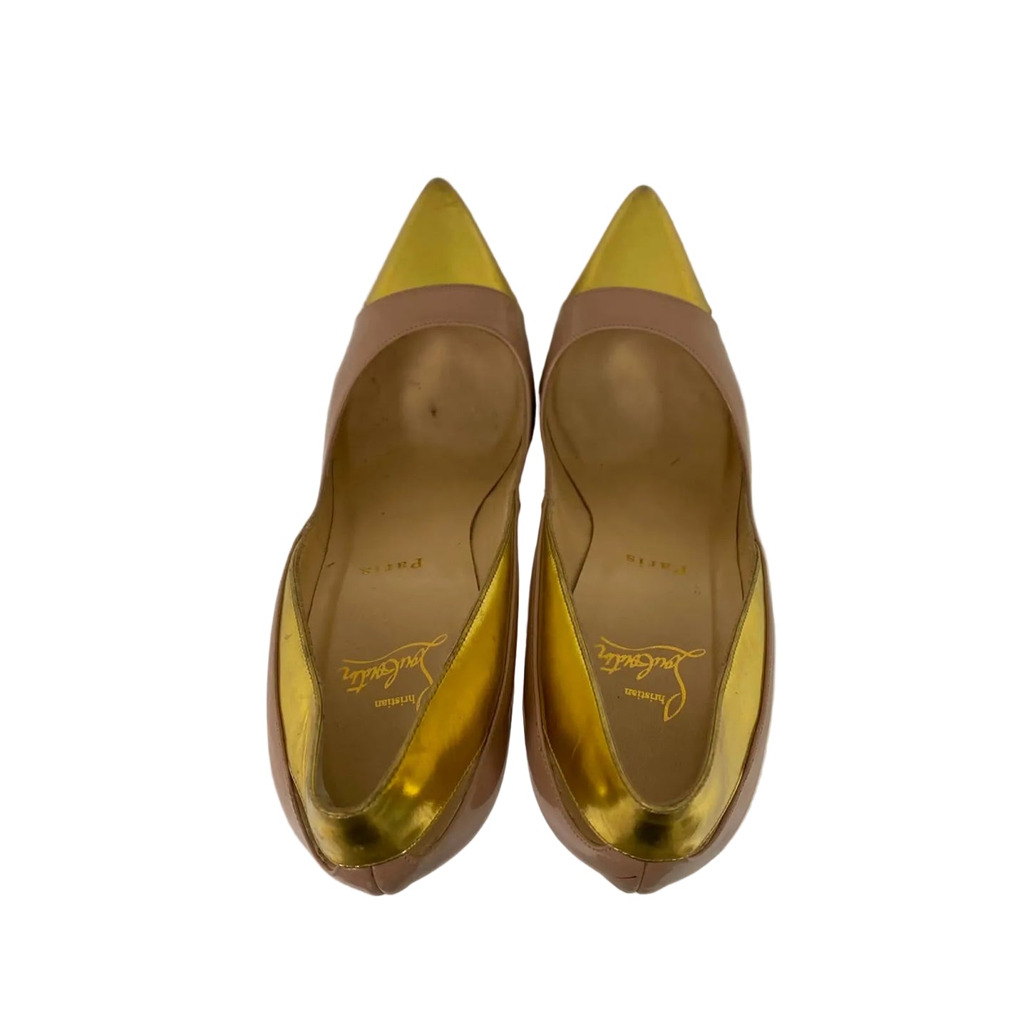 Scarpin Louboutin Nude e Dourado Tam 38 Br