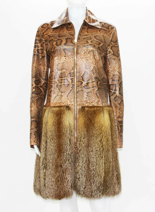 Casaco Roberto Cavalli Cobra e Pelo Marrom Tam 36 Br