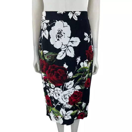 Saia Dolce&Gabbana Preto Estampa Florida Tam 40 Br
