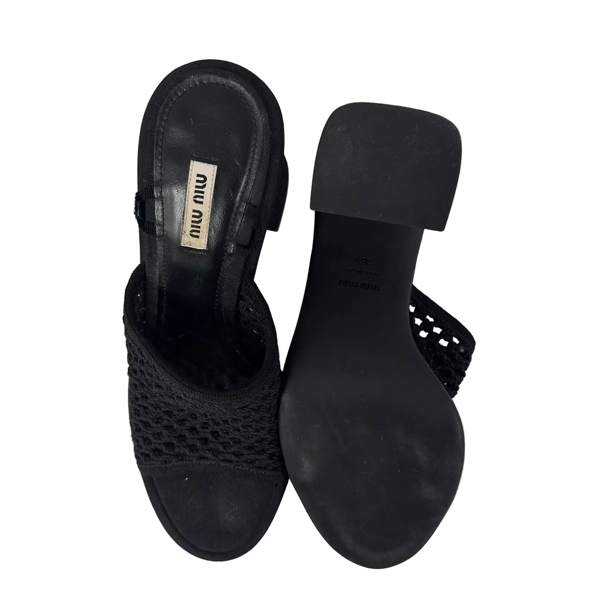 Mule Miu Miu Preto Croche Tam 36,5 BR