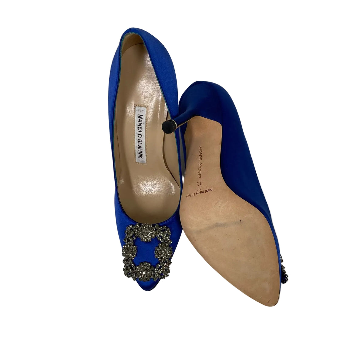Scarpin Manolo Blahnik Azul Pedraria Tam 34 BR
