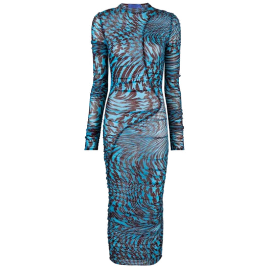 Vestido Mugler Azul e Vinho Tam 34 Br