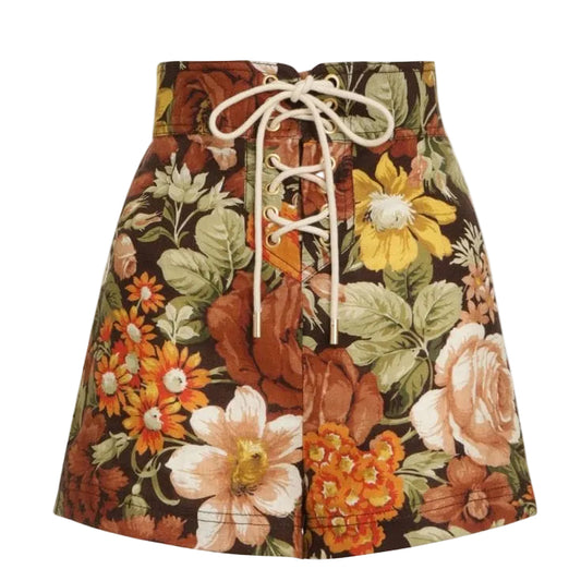 Shorts Zimmermann Florido Com Cordão Tam 34 BR