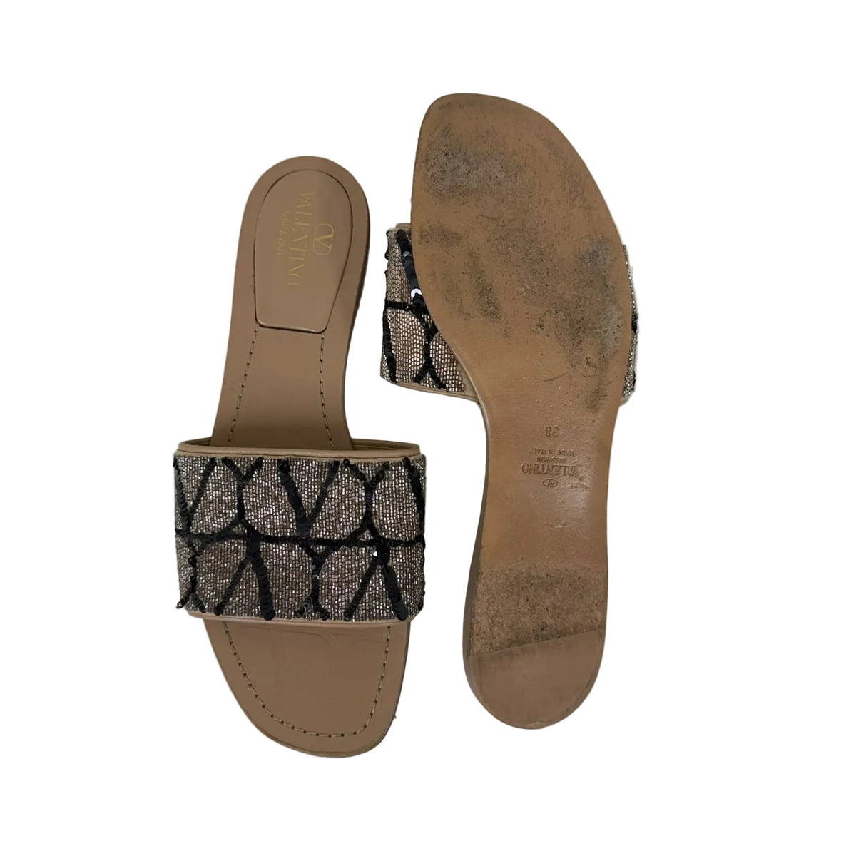 Rasteira  Valentino Garavani Toile Iconographe Slides Tam 36 Br